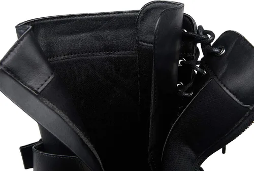 Vista 4 de Vepose Botas de combate militares de 28 a media pantorrilla para mujer con bolsillo tipo billetera para cuchillo de tarjetas