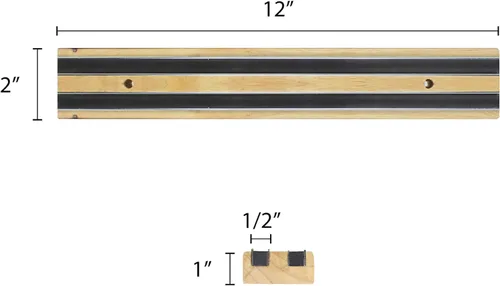 Vista 5 de TrueCraftware -Barra de herramientas magnética de madera de 12 pulgadas con dos tiras magnéticas- Soporte multiusos para cuchillos, tira