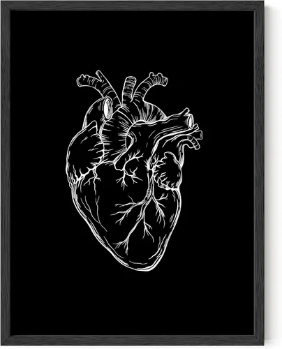 Vista 104 de HAUS AND HUES Impresión artística de corazón negro, 12 x 16 pulgadas, enmarcada, beige