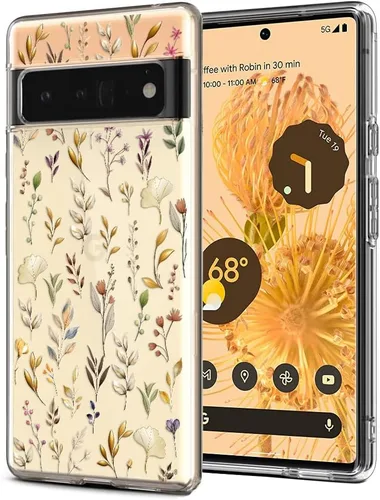 Vista 15 de Unov Funda para Pixel 6 Pro, funda transparente con diseño en relieve, gato Gato negro