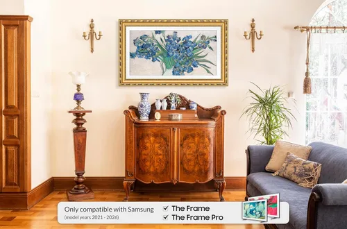 Vista 2 de Marco de TV Premiere Deco Dorado Ornamentado con Chip de Color de 3" (32", 43", 50", 55", 65", 75", 85") Compatible SOLO con televisores Samsung The