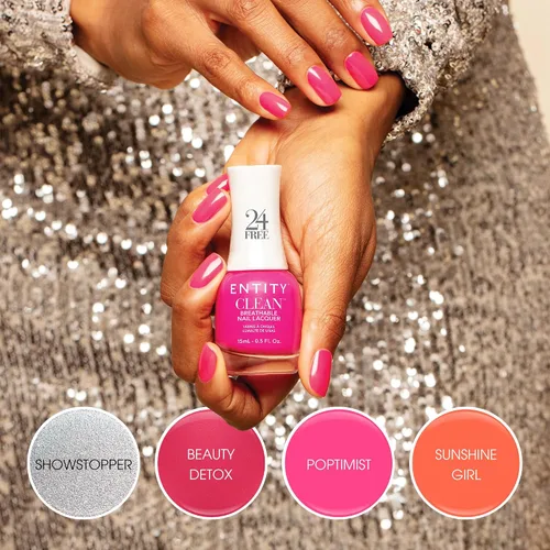 Vista 2 de Entity Juego de esmalte de uñas limpio, paquete de 6 esmaltes de uñas combinado con capa superior y base, juego libre de crueldad animal y vegano
