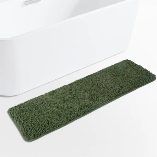 Vista 106 de Yeaban Alfombra de pasillo de baño de 24 x 72 pulgadas, antideslizante, alfombra de baño larga de felpilla gruesa, absorbente y lavable, alfombra