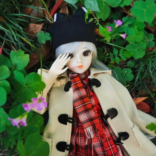 Vista 5 de Muñeca BJD de 1/3, 22 articulaciones movibles, juego completo con abrigo beige y traje a cuadros 24 pulgadas SD muñeca, seguro para niños de 6 años