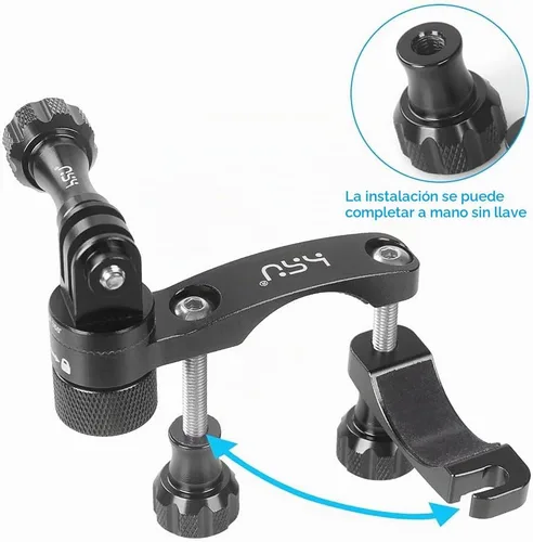 Vista 3 de HSU Soporte de manillar de bicicleta para GoPro, poste de asiento de Negro