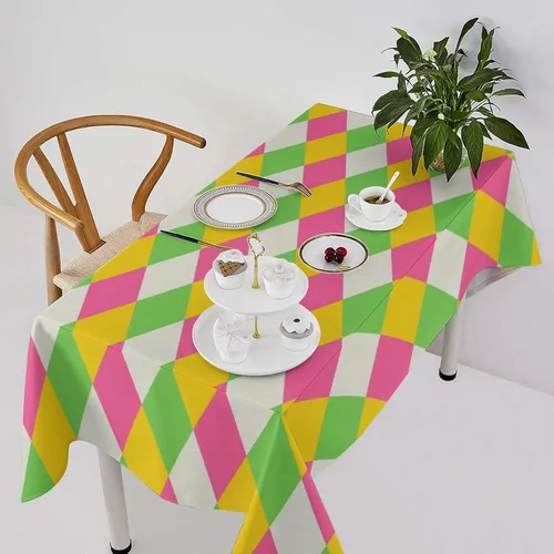 Vista 53 de Mantel retro moderno de mediados de siglo, diseño de colores retro de los años 50, resistente al agua, mantel lavable para cocina, comedor, fiesta