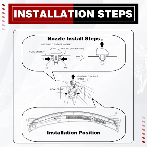 Vista 5 de OTUAYAUTO Boquillas ajustables para limpiaparabrisas – Repuesto para Ford F150 2004-2013 – Reemplaza al OEM #: 3W7Z17603AA, kit de chorro