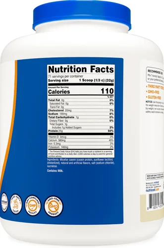 Vista 5 de Nutricost Proteína Caseína en polvo 5lb (vainilla)