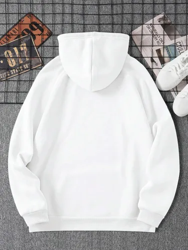 Vista 2 de Floerns Sudadera con capucha para hombre, ligera, con cordón, estampado de letras, con bolsillos
