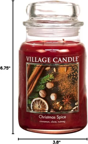 Vista 8 de Village Candle Velas perfumadas de cristal grande de boticario con especias navideñas y sidra caliente