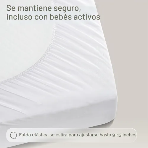 Vista 7 de Protector de colchón 100% impermeable para cuna, protección de 360 grados contra derrames, manchas y accidentes para padres y dueños de mascotas