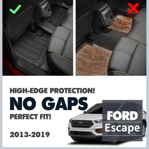 Vista 2 de Compatible con Ford Escape 2013-2019, alfombrillas de carga para todo tipo de clima, alfombrilla para maletero trasero de asiento trasero, protector