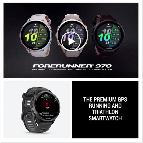 Vista 9 de Garmin® Forerunner® 970, Reloj inteligente premium para correr y triatlón con GPS, pantalla AMOLED, linterna LED incorporada, titanio DLC gris