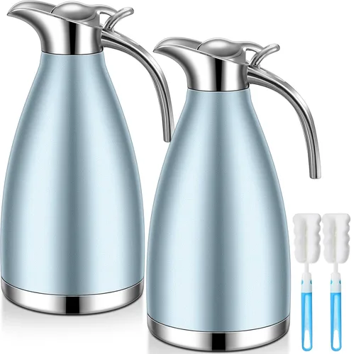 Vista 13 de Uiifan 2 Piezas Jarras Térmicas de Café de 68 oz, Jarra de Café Aislada de Acero Inoxidable para Líquidos Calientes, Olla Térmica al Vacío