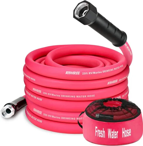 Vista 16 de Kohree Manguera de agua para autocaravana de 5/8 pulgadas x 15 pies, manguera de agua potable prémium con diseño sin torceduras, sin fugas, ligera