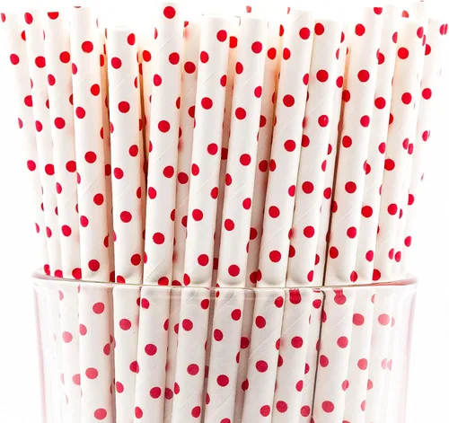 Vista 20 de Paquete de 150 pajitas de papel biodegradables de 4 capas de cheurón rosa bebé (compostables, no tóxicas, sin BPA)