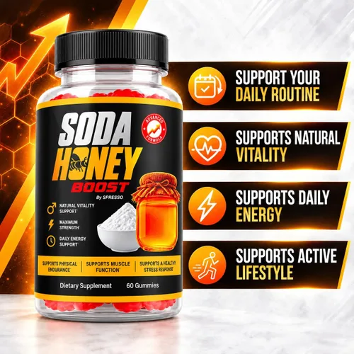 Vista 5 de Paquete de 2 gomitas masculinas Soda Honey Boost para el bienestar general