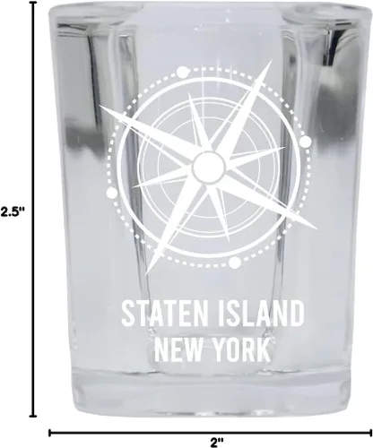 Vista 3 de Staten Island New York Beach Souvenir - Vaso de chupito con base cuadrada, 2 onzas, individual