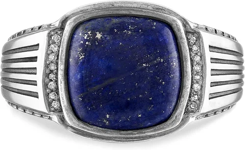 Vista 3 de Esquire - Anillo de lapislázuli y diamante para hombre (0.472in)