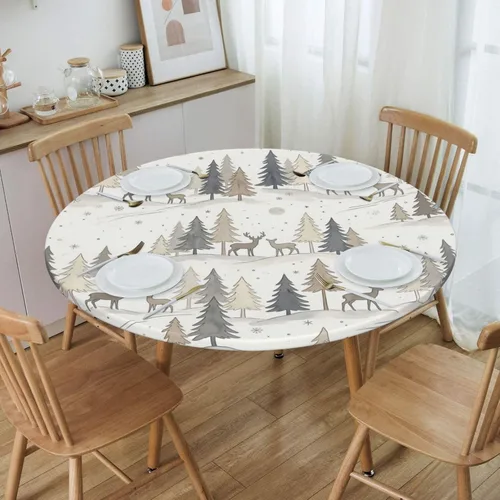Vista 35 de Decorative Round Tablecloth Fitted Elastic 26" - 30" Butterfly Waterproof Table Cloth Cover Stretch Table Pad Cover for Parties Weddings Banquet