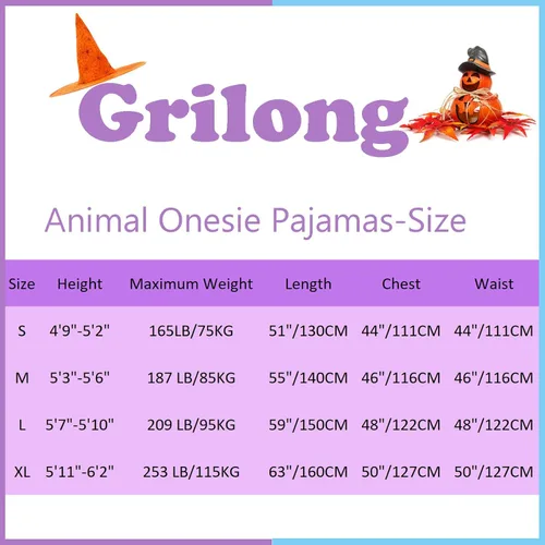 Vista 5 de Griong Fit - Pijama de una pieza para adultos, unisex, de franela para cosplay, animal, ropa de dormir de una pieza para Halloween, ropa de dormir