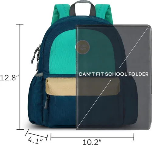 Vista 3 de mibasies Mochila para niños de 2 a 4 años mochila preescolar para niños - Mochila de jardín de infantes para niños, Turquesa oscuro con Midnightblue