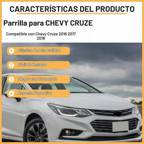 Vista 6 de Parachoques delantero superior inferior rejilla compatible para Chevy Cruze Mesh Grill 2016 2017 2018