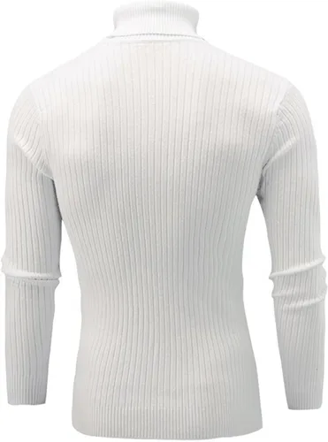 Vista 2 de SHOOYING Men's Casual Turtleneck Slim Fit Knitted Sweater Long Sleeve Ribbed Pullover Sweatshirt
