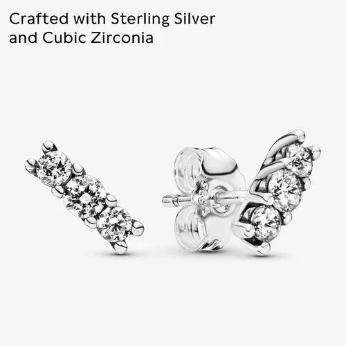 Vista 3 de PANDORA Sparkling Elegance Stud Earrings - Stunning Earrings for Women - Great Gift for Her - Sterling Silver & Cubic Zirconia