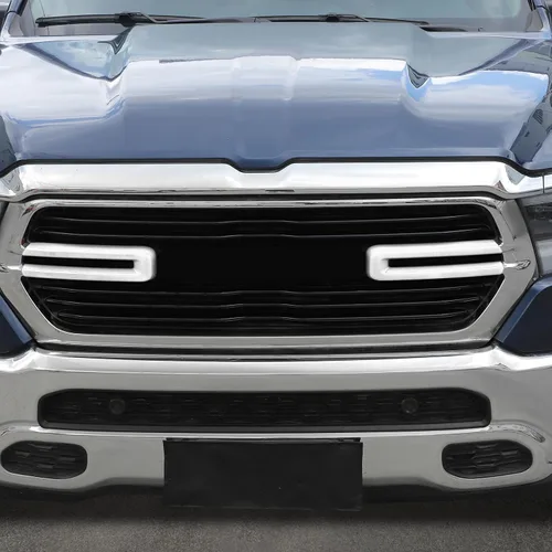 Vista 5 de Jimen Compatible con Dodge Ram 2018-2025, 2 piezas de cubierta de rejilla delantera accesorios exteriores (blanco)