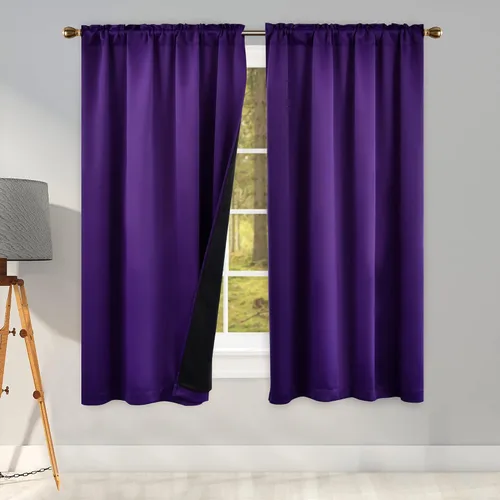 Vista 12 de KEQIAOSUOCAI Aqua - 100 cortinas opacas con forro negro para dormitorio, paneles de cortina totalmente opacas para sala de estar, cortinas aislantes