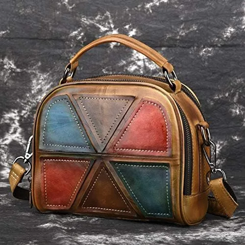 Vista 2 de Bolso de hombro pequeño de cuero genuino para mujer - Bolso vintage