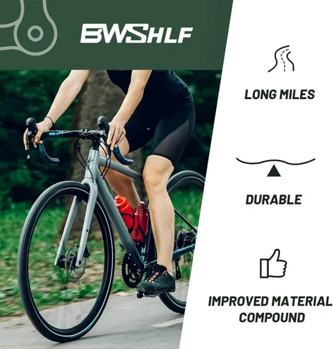Vista 6 de BWSHLF 700x23/25/28/35c Road Bike Tire, Folding Bead Replacement Cycling Bicycle Tires Black Durable 2 Pack