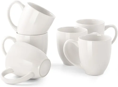 Vista 9 de DOWAN Tazas de café, juego de 6 tazas de café negras, tazas de café de cerámica de 16 onzas con asas grandes para hombres y mujeres, taza grande
