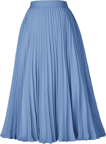 Vista 123 de GRACE KARIN - Falda plisada de gasa para mujer, con cintura alta y elástica, vuelo, corte acampanado y longitud por debajo de la rodilla