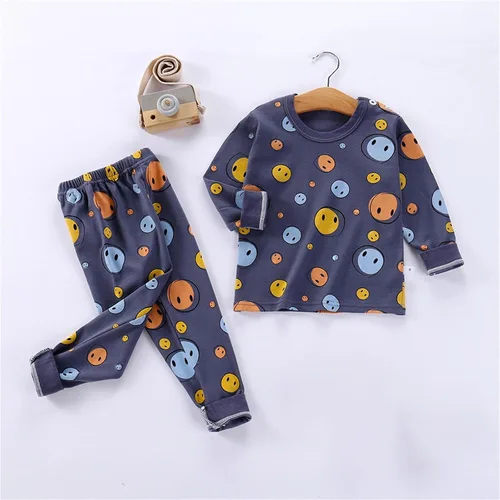 Vista 2 de TBUIALL Camiseta y pantalones con estampado de dibujos animados para niñas y niños, traje de casa suelto casual para 0 a 6 años