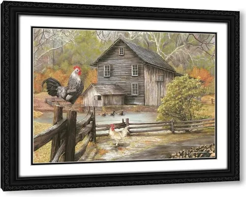 Vista 9 de ArtDirect - Wargo, Ed 18x15 Black Modern Framed Art Print Titled: Down on the Farm I