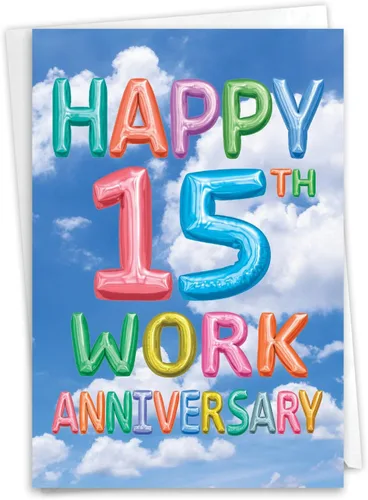 Vista 14 de NobleWorks Tarjeta de hito de trabajo del 15º aniversario (cotrabajador) con sobre de 5 x 7 pulgadas para hombres y mujeres, parejas (1 tarjeta) 15