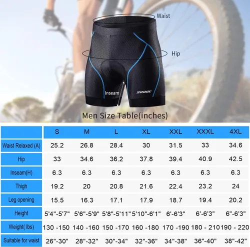 Vista 7 de Souke Sports Mens Cycling Underwear Shorts 4D Padded Bike Bicycle MTB Liner Shorts with Anti-Slip Leg Grips