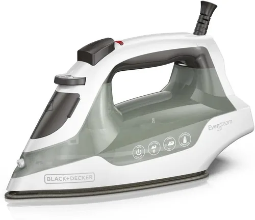 Vista 10 de BLACK+DECKER Easy Steam - Plancha compacta IR06V, cable de doble posición, suela antiadherente TrueGlide, vapor vertical, SmartSteam