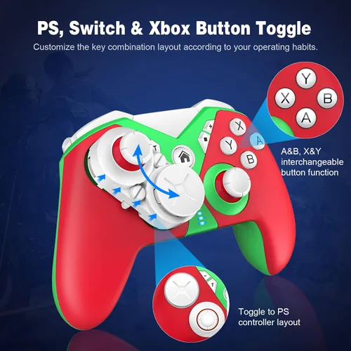 Vista 2 de FLIEEP Controlador inalámbrico, controlador Switch Pro para Switchjuegos de PCiOS y teléfono Android con macro, disparo de precisión, turbo