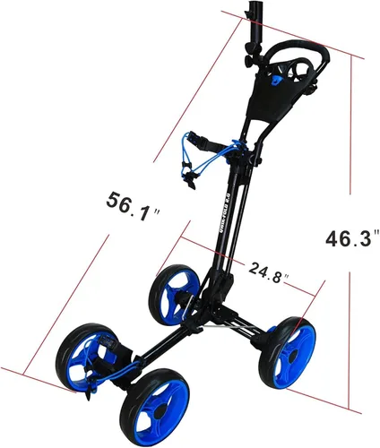 Vista 7 de Qwik-Fold Carrito de golf plegable de 4 ruedas, freno de pie, ¡un segundo para abrir y cerrar!