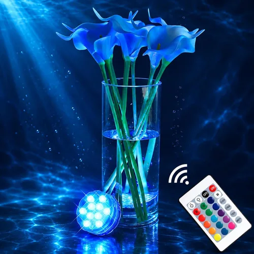 Vista 7 de AquaMiracle Luces LED sumergibles con mando a distancia, impermeables, operadas por batería, luces multicolor que cambian de color para jacuzzi