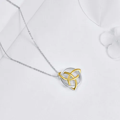 Vista 3 de Celtic Knot Necklace Sterling Silver Triquetra Mealguet Pendant Good Luck Irish Jewelry Gifts for Men Women Teens