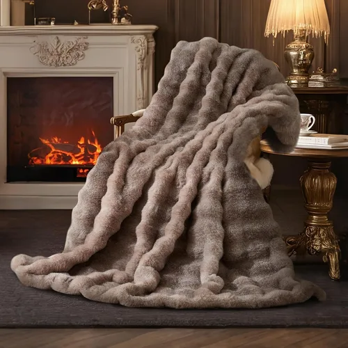 Vista 13 de Amélie Home Manta de Tiro de Piel Sintética para Sofá, Tiro de Felpa Burbuja Ultra Suave y Esponjoso para Sofá, Sala de Estar y Decoración