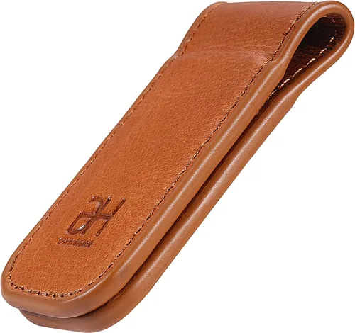 Vista 17 de Soporte magnético delgado para tarjetas de visita de cuero genuino para hombres, Negro -, Slim
