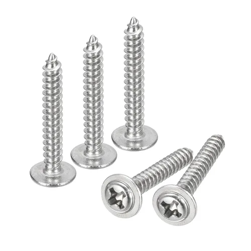 Vista 36 de uxcell ST3x6mm Phillips Pan Head Tornillo Autorroscante con Arandela, 100 piezas - Tornillo de madera de acero inoxidable 304 rosca completa (plata)