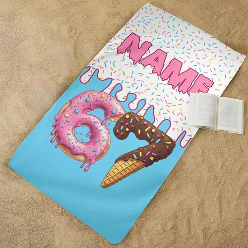 Vista 7 de Toalla de playa de béisbol personalizada con nombre, divertidas toallas de playa personalizadas de 67 memes para niños, toallas número seis siete