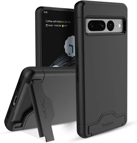 Vista 9 de Funda tipo cartera para Google Pixel 7 Pro, funda de doble capa con ranura para tarjeta y soporte para Google Pixel 7 Pro - Negro