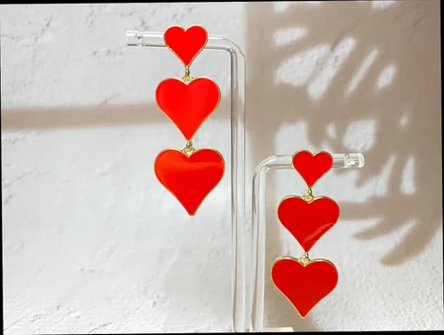 Vista 6 de Aretes colgantes con forma de corazón entrelazado para mujer, aretes colgantes en forma de corazón para mujer, hipoalergénicos, elegantes aretes